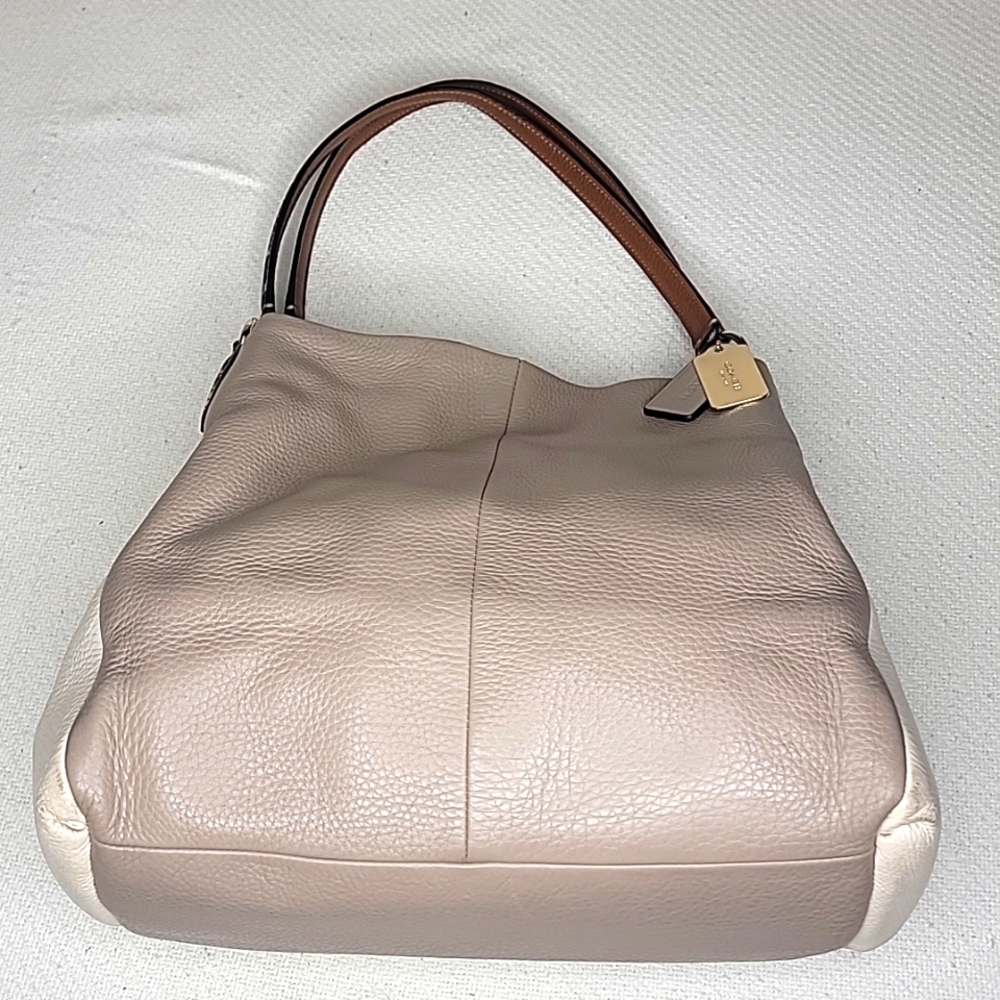 Coach Phoebe Madison Shoulder Bag / Hobo Bag Two Tone Taupe & Cream